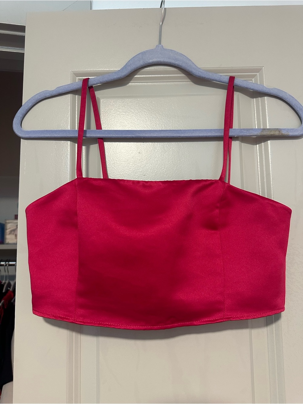 Zara Hot Pink Satin Crop Cami Top